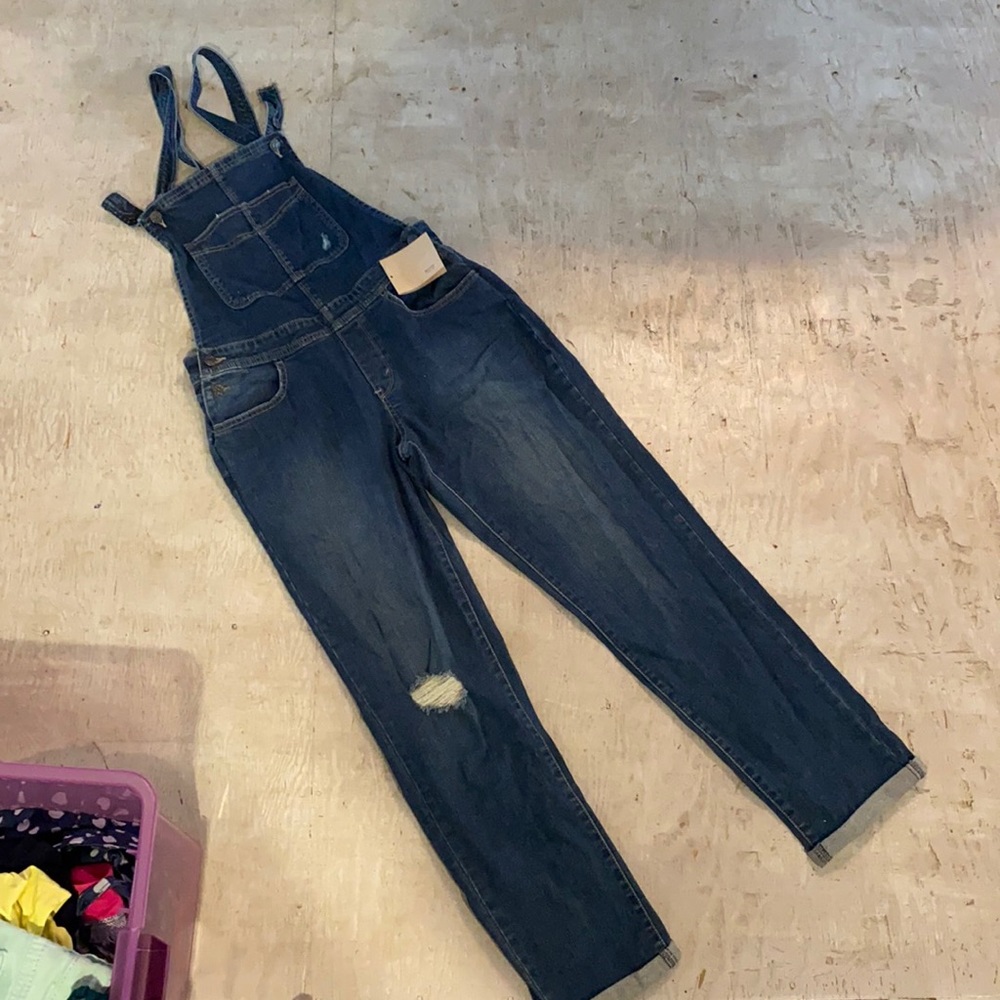 Levi’s slim fit distressed overalls